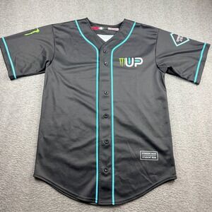 Monster Energy Up & Up Spring 2021 Baseball Jersey Men's Large Black Teal